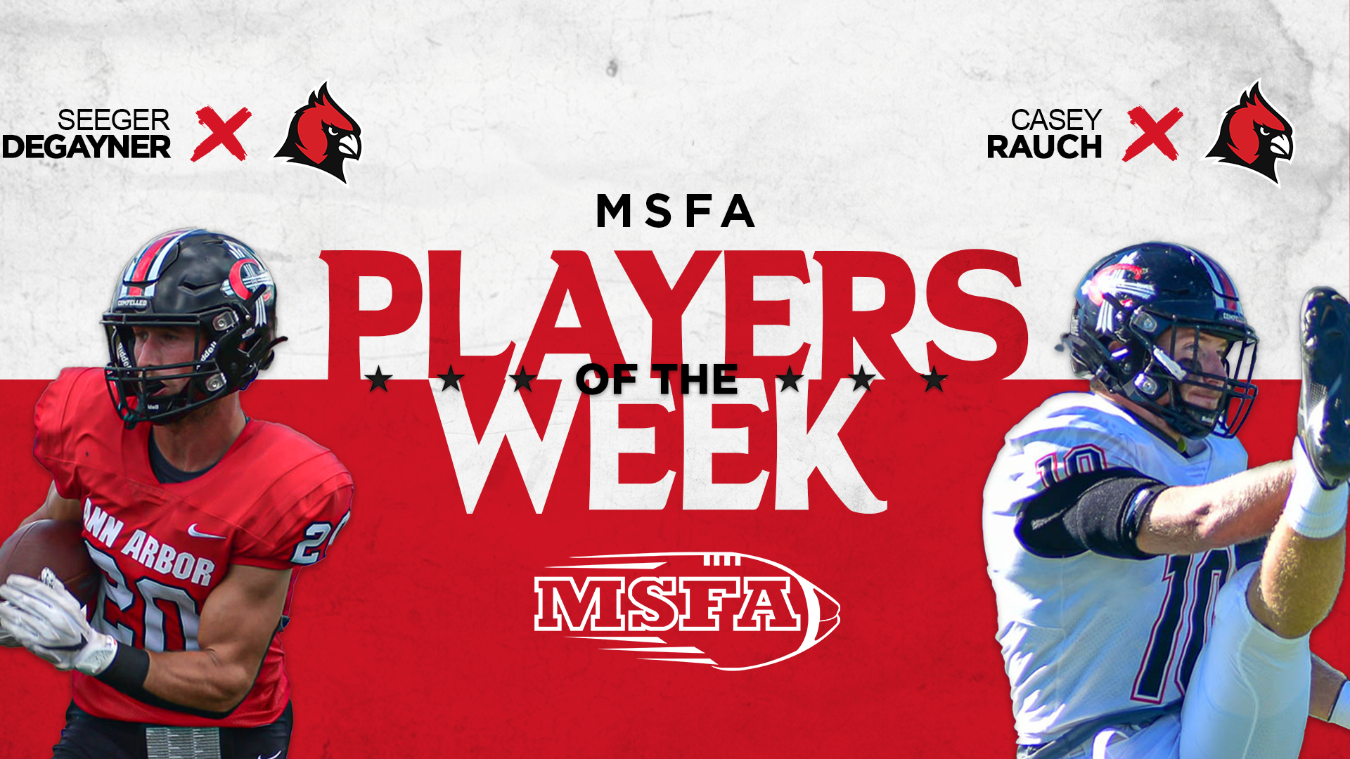 Football's DeGayner and Rauch earn MSFA Player of the Week honors