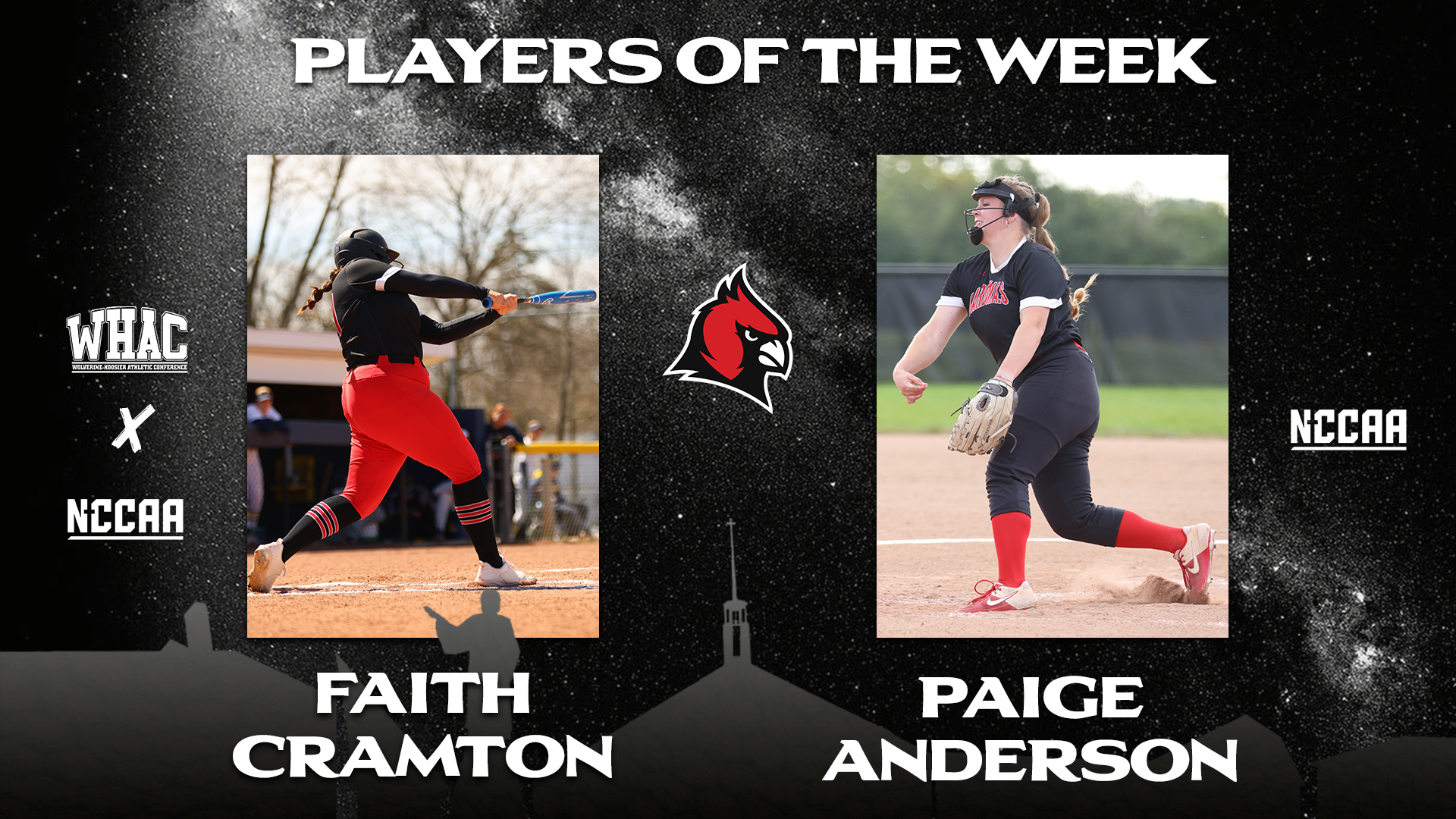 Faith Cramton earns WHAC and NCCAA Player of the Week; Paige Anderson takes home NCCAA Pitcher of the Week