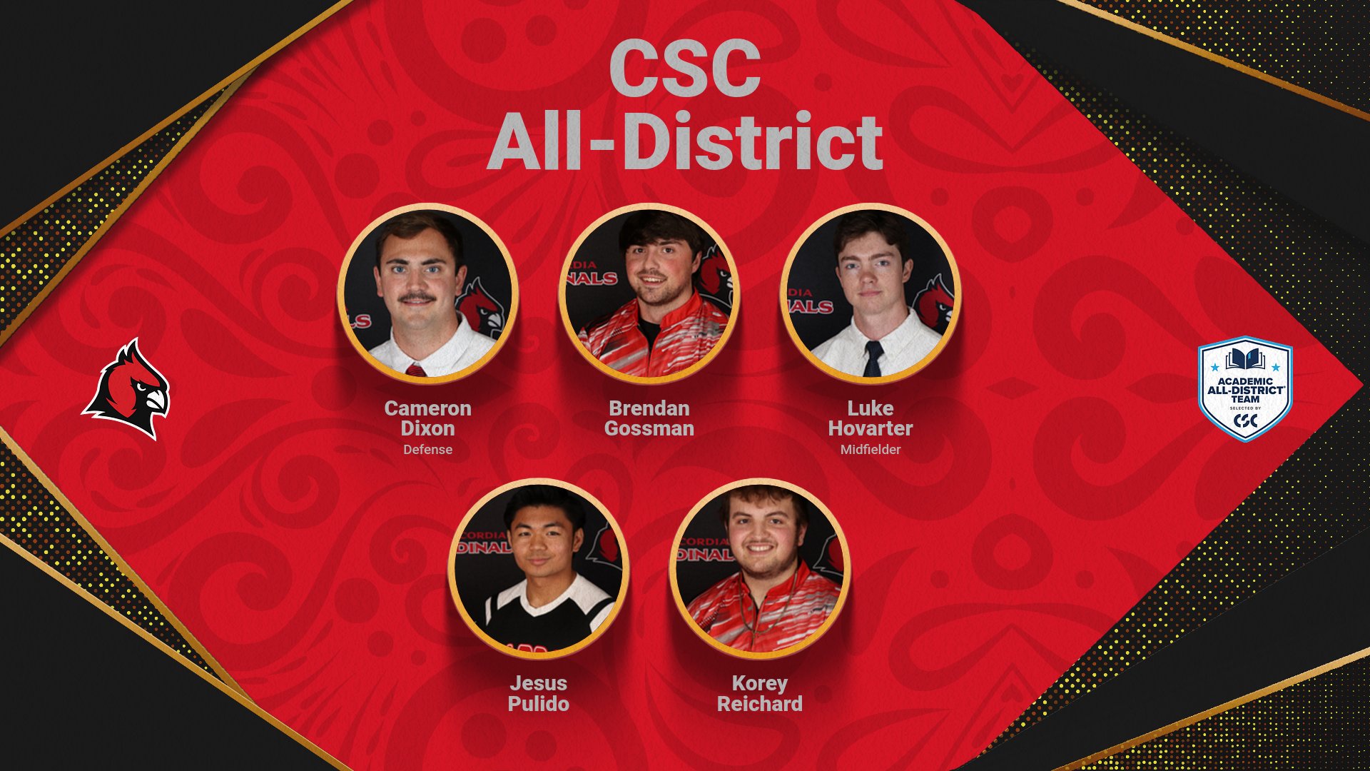 CSC names 5 Men's Cardinals to At-Large All-District team