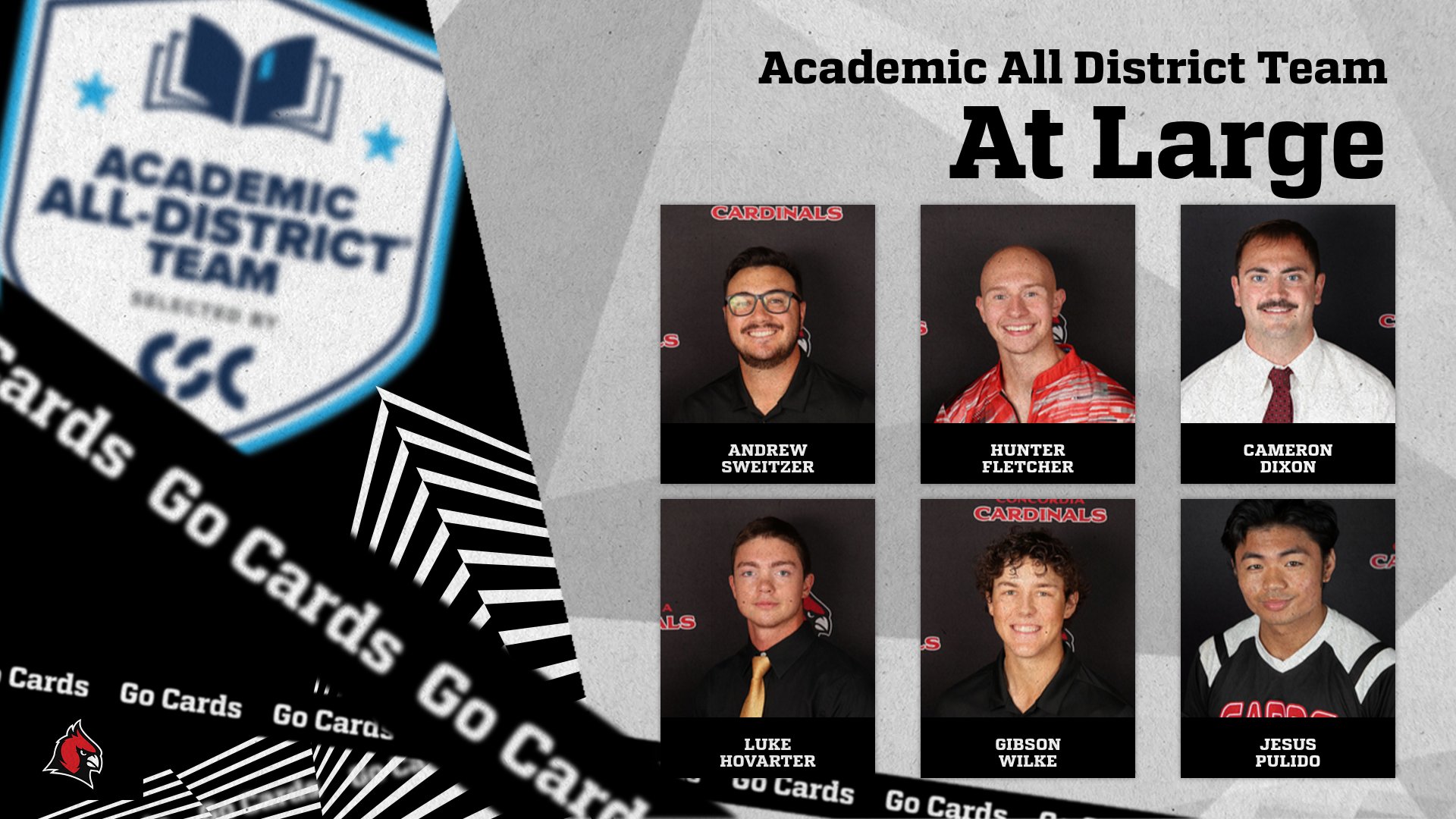 CSC ACADEMIC ALL-DISTRICT: Six Men's Cardinal Student-Athletes named to the CSC At-Large All-District Team