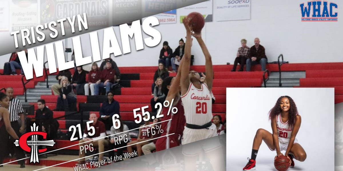 Williams named women's basketball WHAC Player of the Week