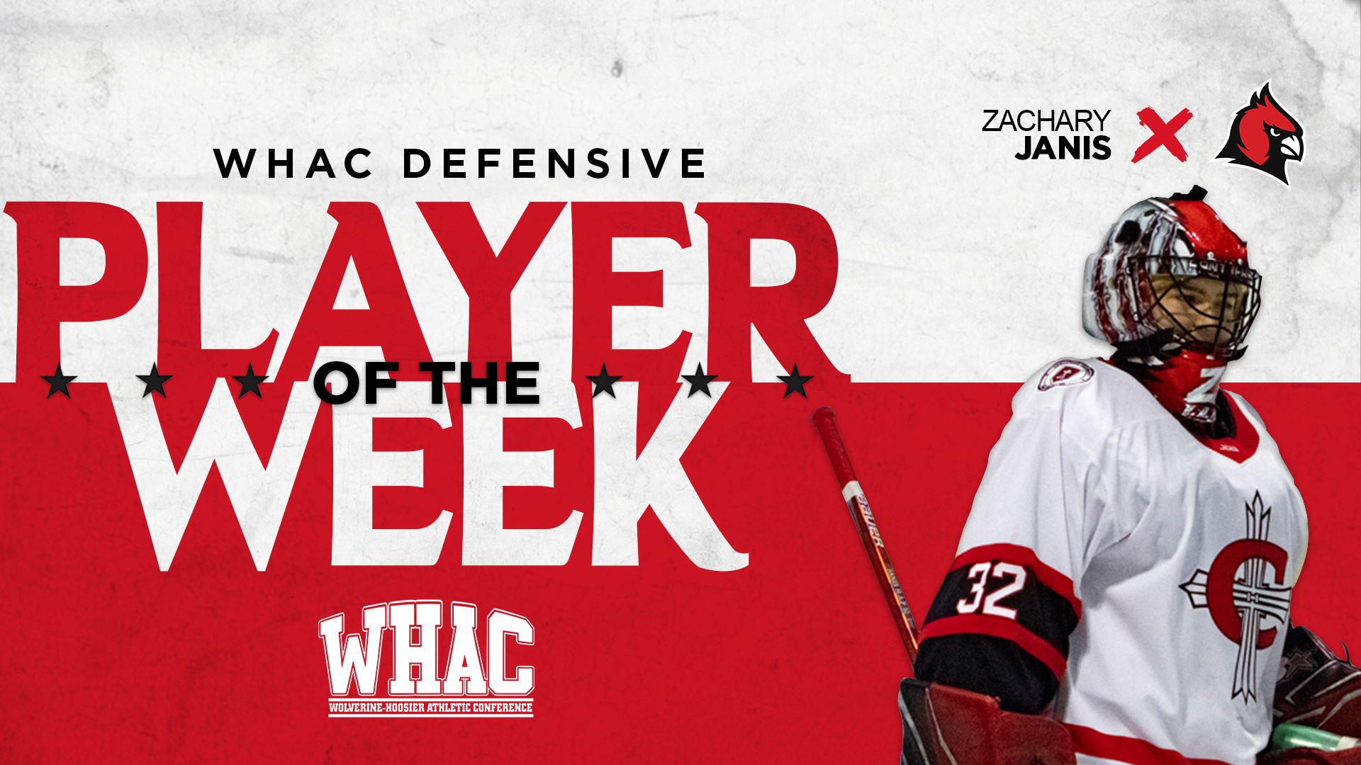 Men's Hockey Janis wins WHAC Defensive Player of the Week