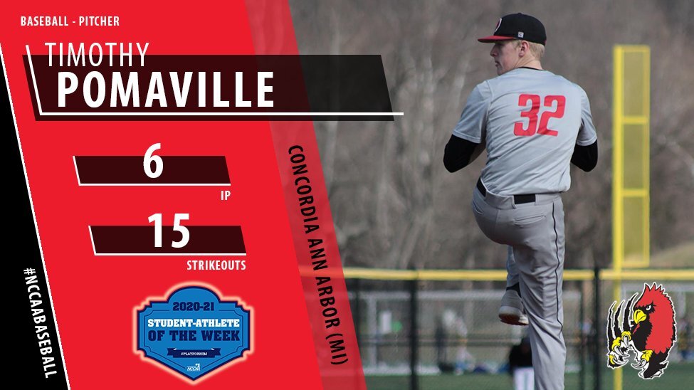 Pomaville named NCCAA Pitcher of the Week after 15 strikeout outing