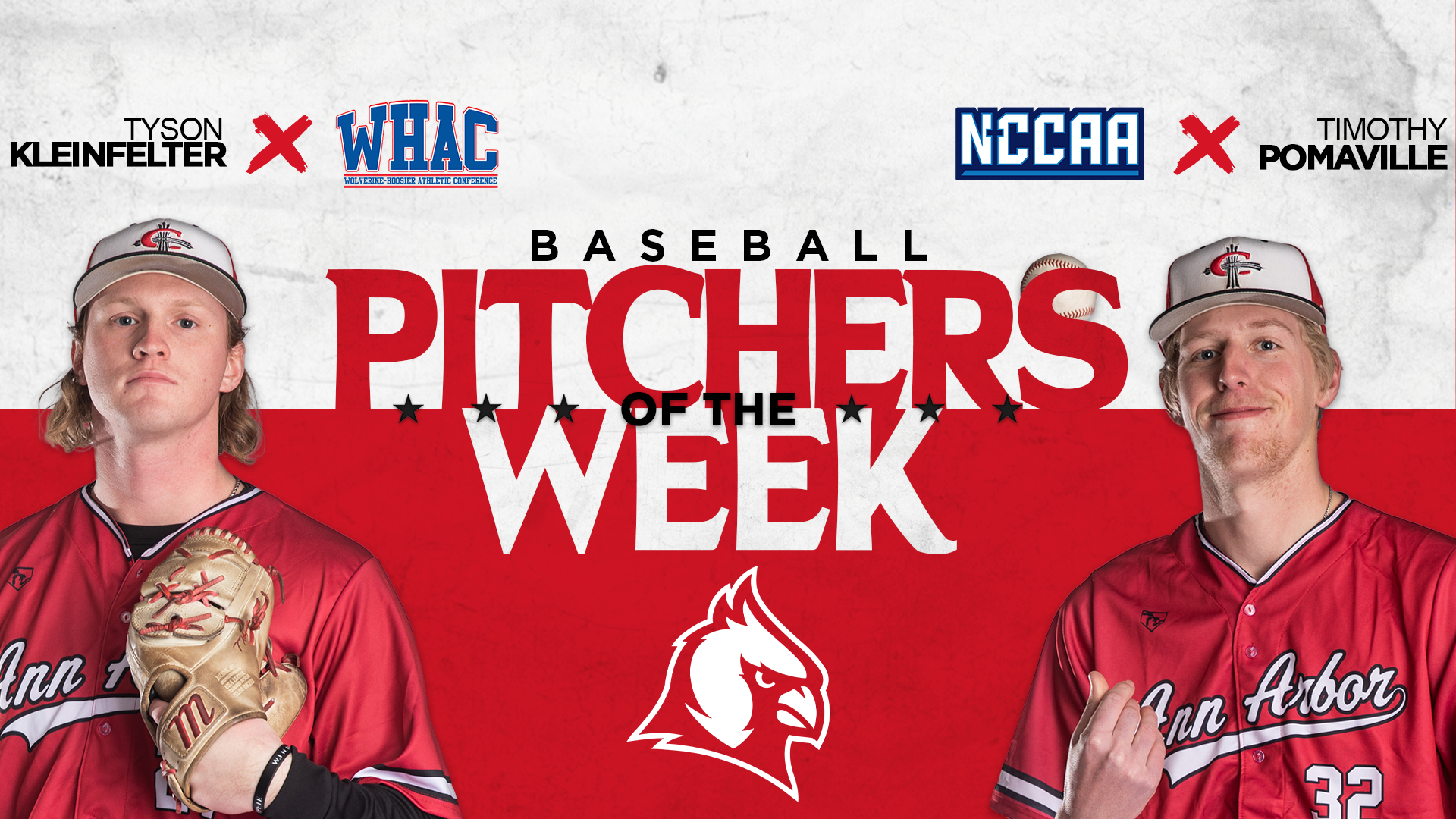Kleinfelter wins WHAC Pitcher of the Week; Pomaville named NCCAA Pitcher of the Week