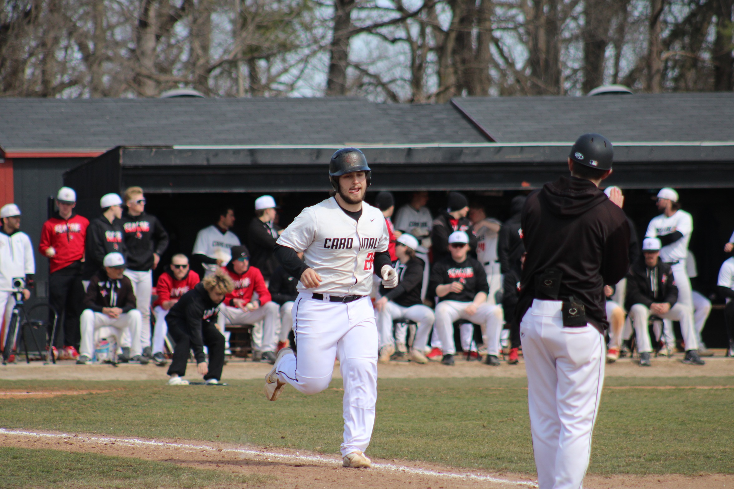 Baseball splits series with Cornerstone; walk off second game in 11th inning