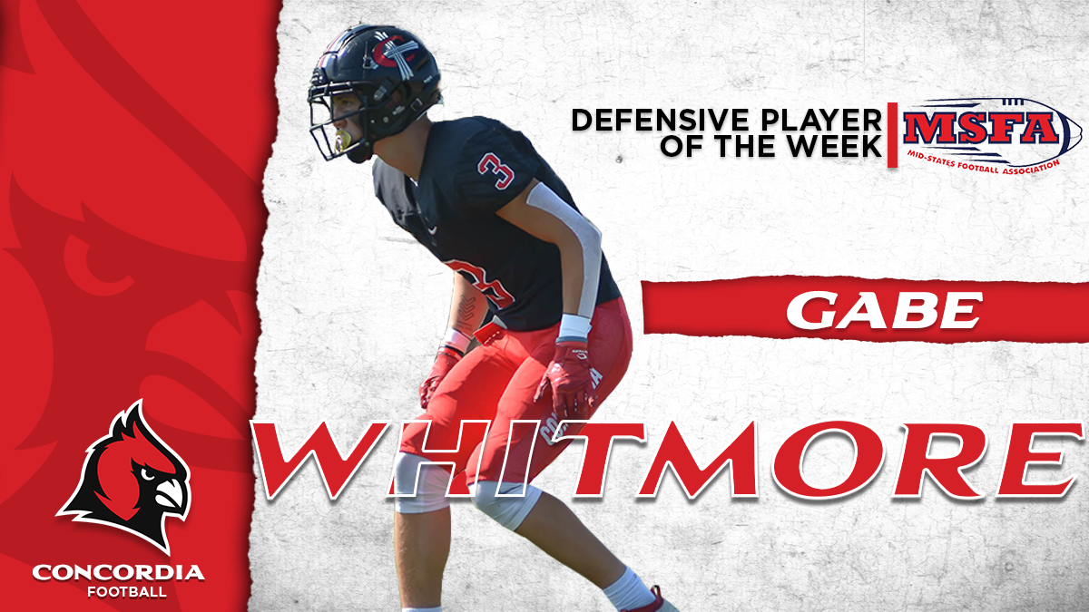 Gabe Whitmore named MSFA Player of the Week; Aaron Rahn wins NCCAA Student Athlete of the Week