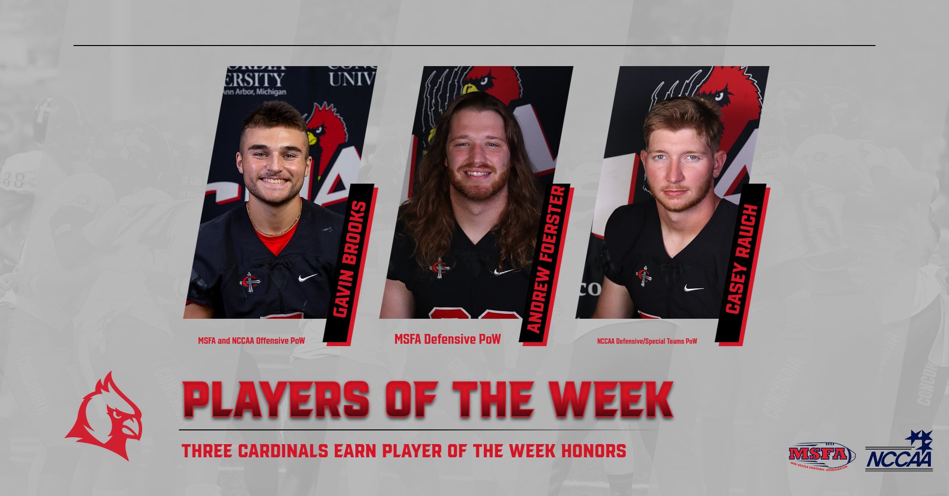 Three Cardinals earn Player of the Week honors