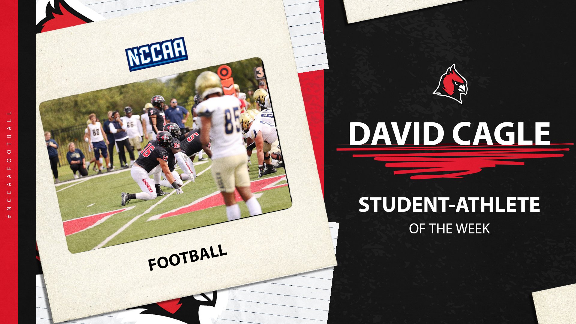 David Cagle earns NCCAA Defensive Player of the Week