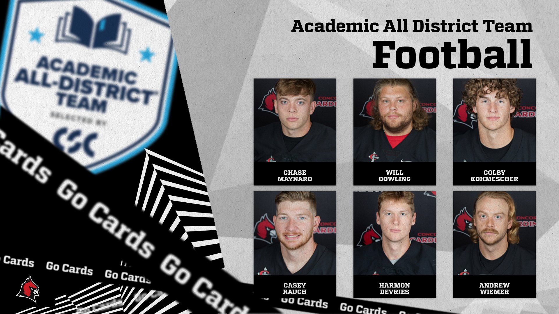 6 Football Student-Athletes named to CSC Academic All-District