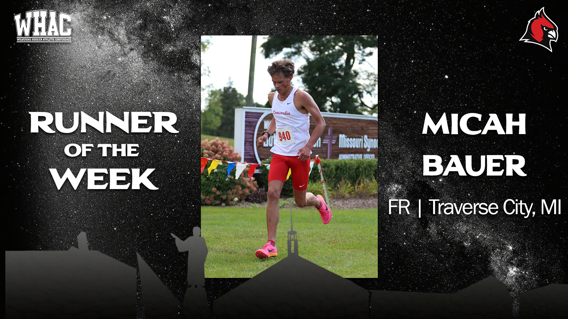 Men's Cross Country's Micah Bauer earns WHAC Runner of the Week