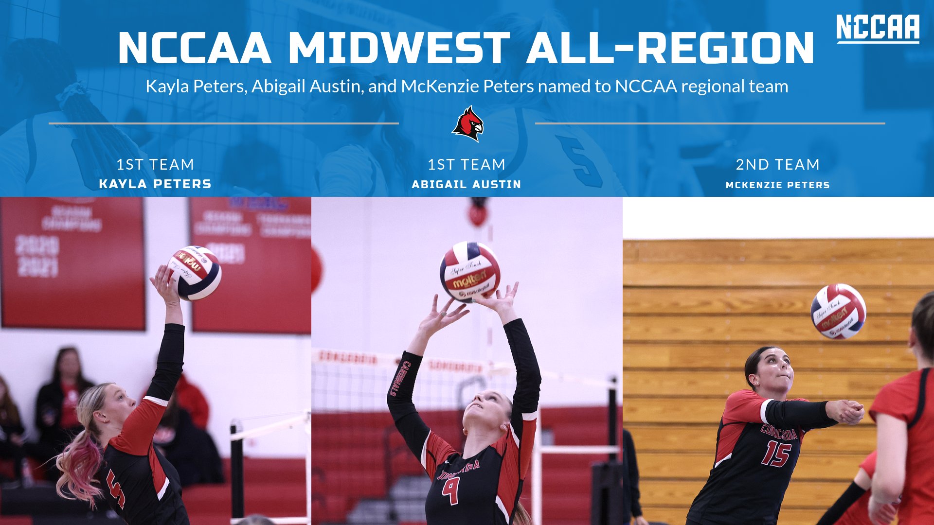 Kayla Peters and Abigail Austin named to NCCAA All-Regional First Team; McKenzie Peters Second Team