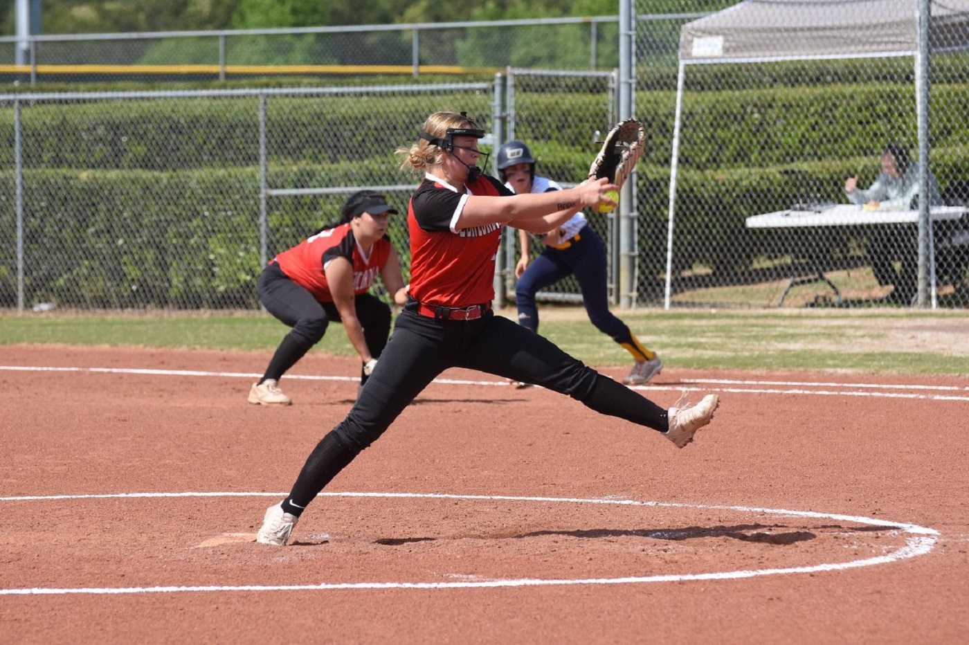 Maddie Cieczka leads the Cardinals to a win in game one 7-1 over Carolina University Photo credit: ProShot Studios