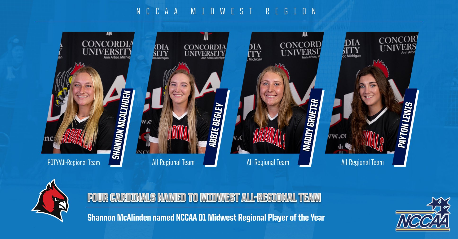Softball has 4 Cardinals make NCCAA All-Regional Team; McAlinden named Midwest Player of the Year