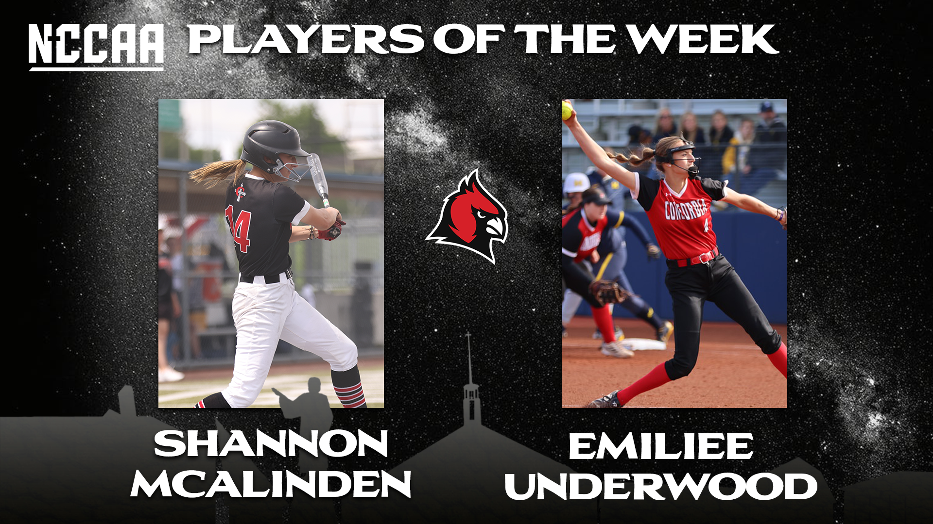Softball sweeps NCCAA Student-Athlete of the Week awards as McAlinden and Underwood are both honored.