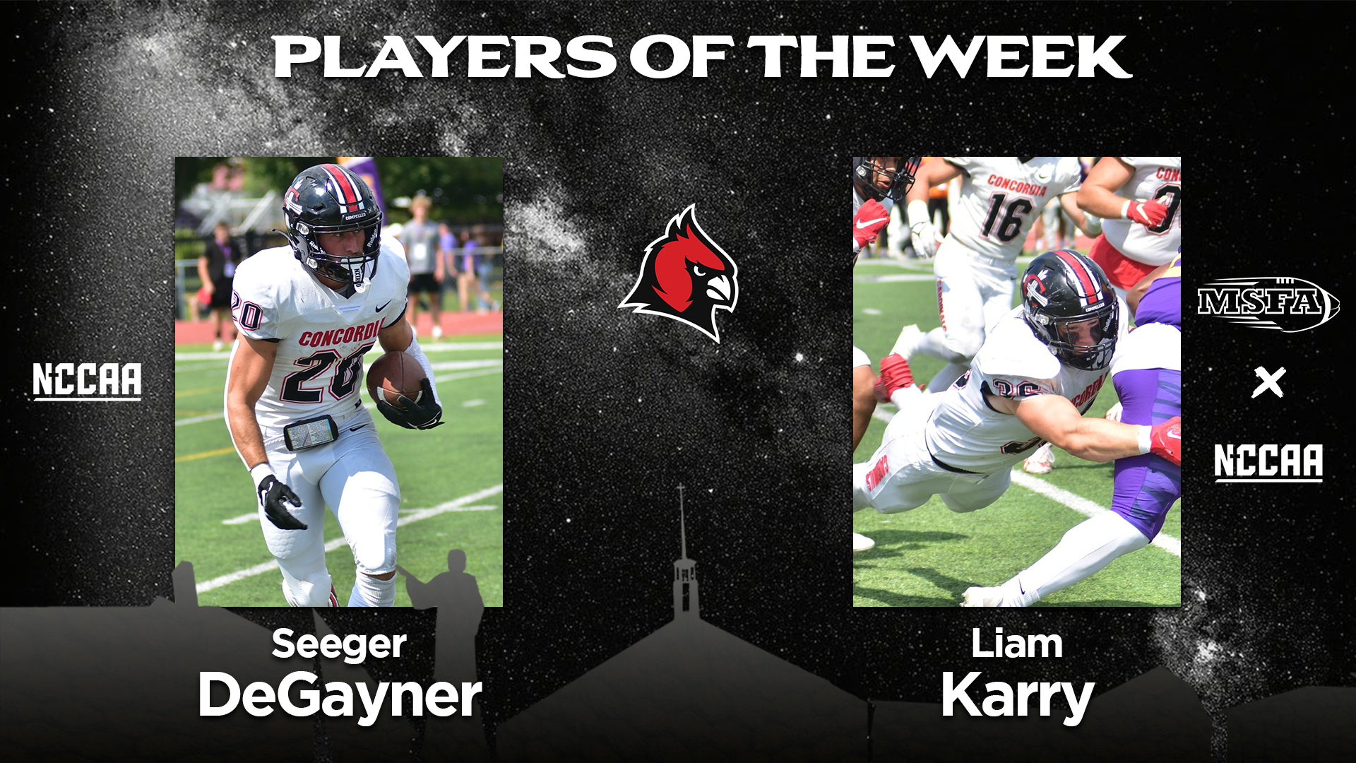 Football's Karry wins MSFA and NCCAA Player of the Week; Seeger DeGayner wins NCCAA Offensive Player of the Week